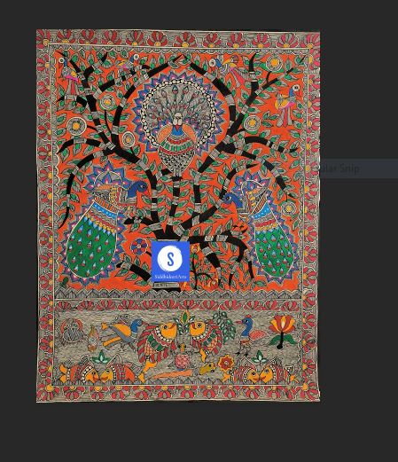 Authentic Handmade Peacock Madhubani Painting | Traditional Mithila Folk Art Wall Décor