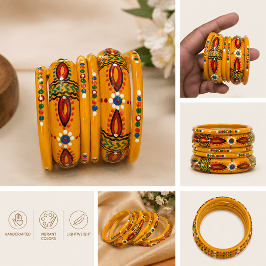 Yellow Lakh Bangle Chuda (Lahthi/Lac ki Churiya) CH001