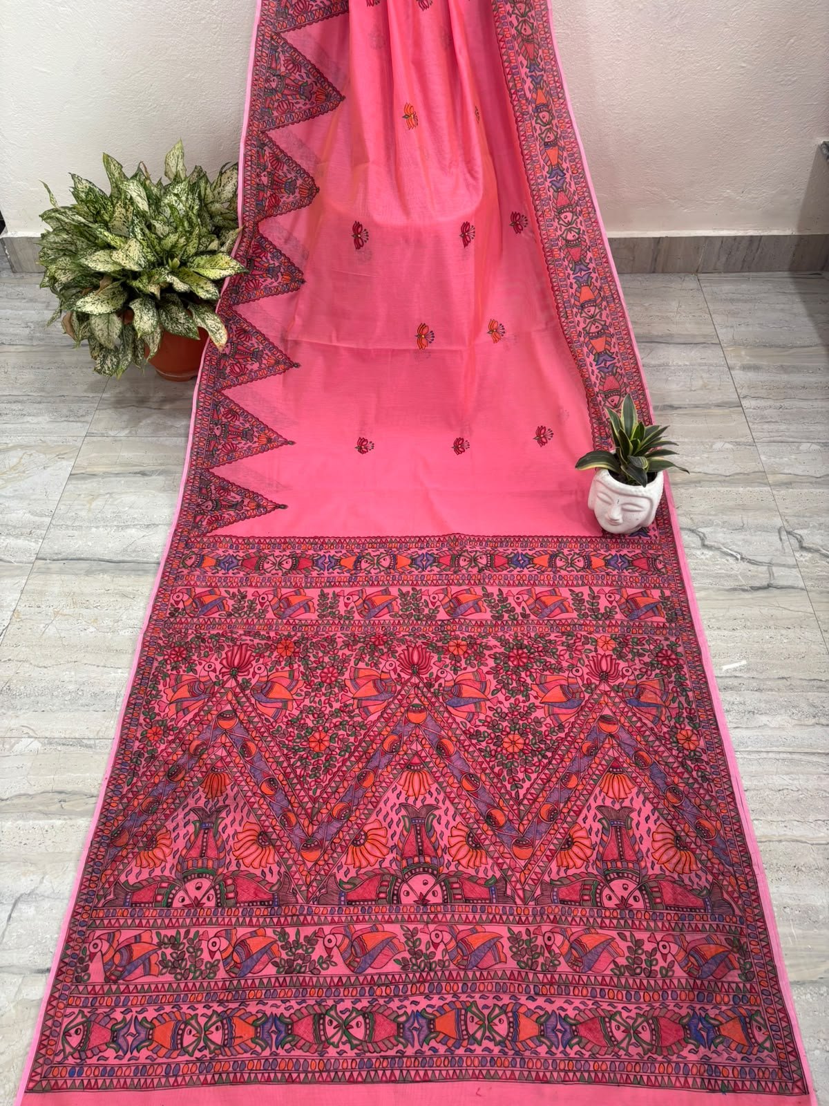 Handpainted Chanderi Saree for Women | Handmade Artisan Chanderi Silk Saree | Elegant Festive & Wedding Wear