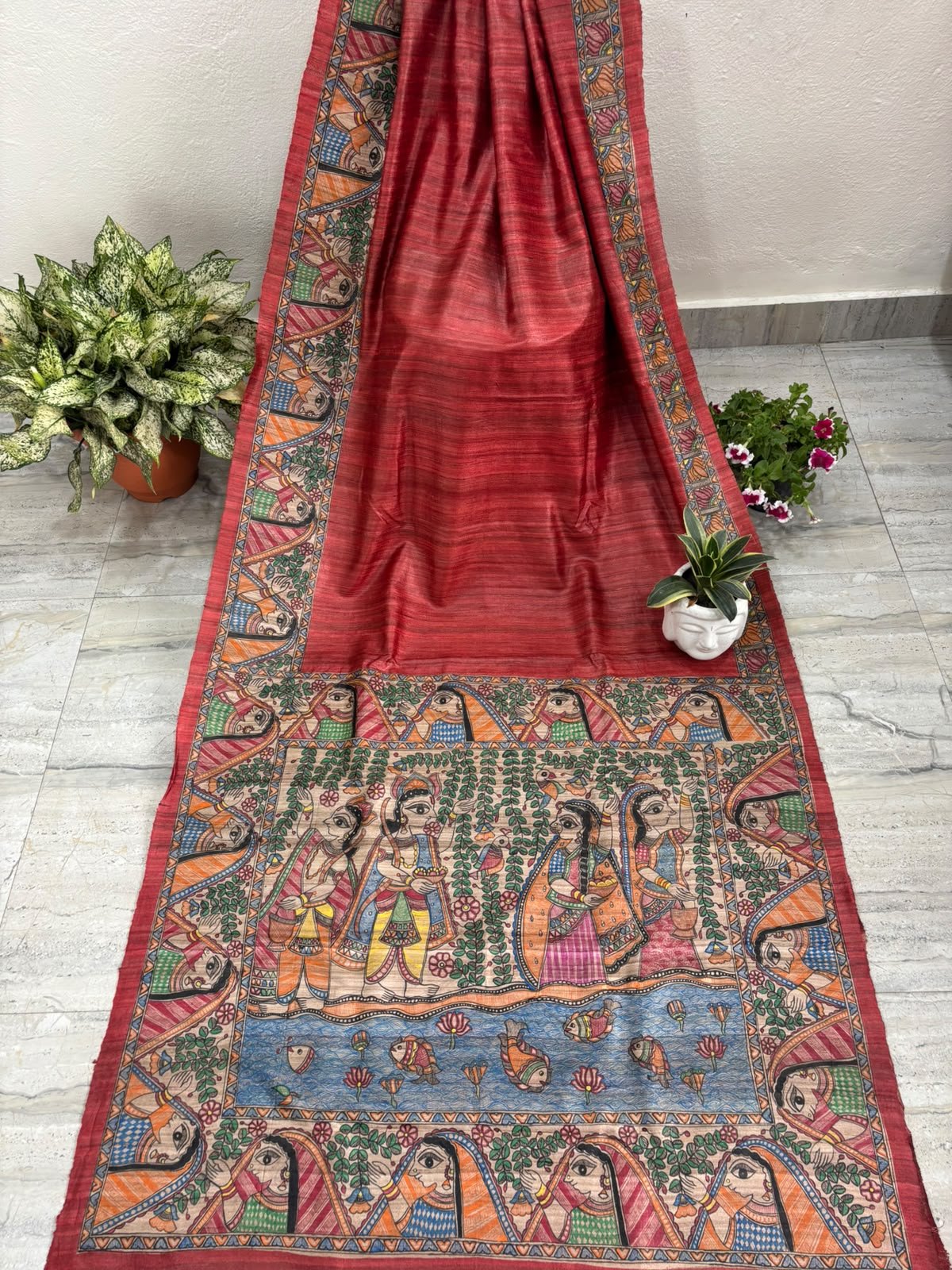 Handpainted Gicha Silk bright Saree – Artisan-Crafted Heritage Elegance | Exclusive Handmade Saree (Copy)