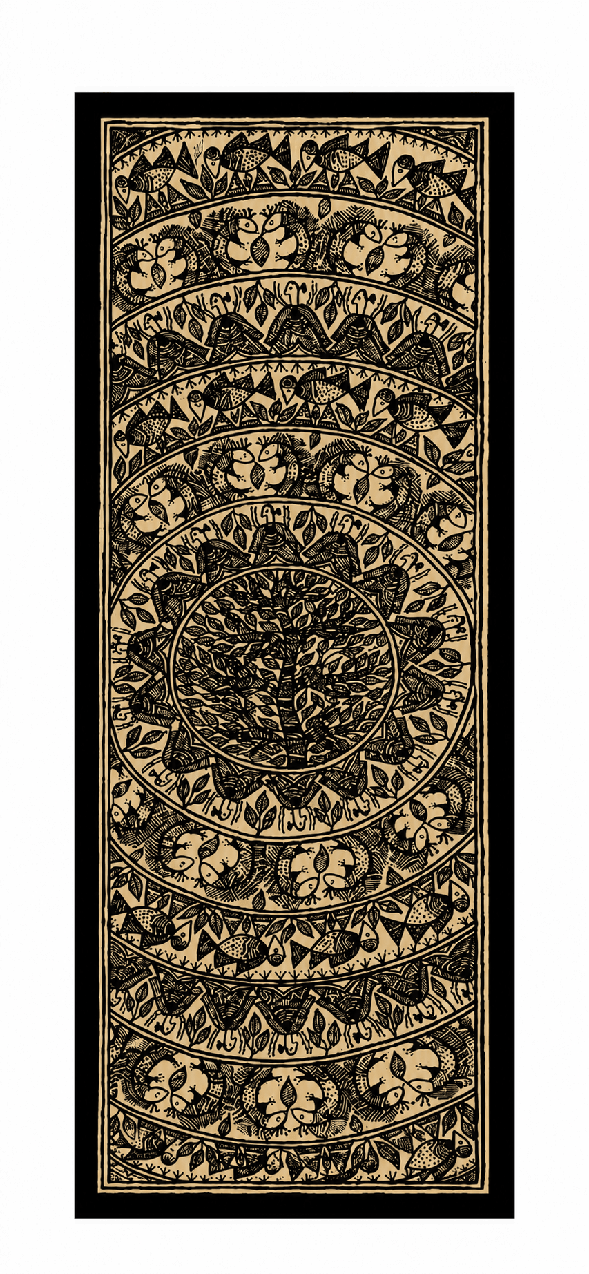 Handmade Godna Tree of Life Painting – Traditional Madhubani Folk Art from Bihar