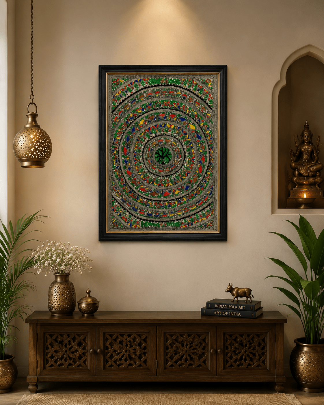 Authentic Handmade Godna Tree of Life Madhubani Painting | Traditional Mithila Folk Art | Original Indian Wall Art
