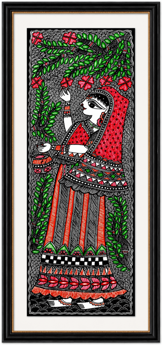 Authentic Godna Folk Art Depicting Rural Woman