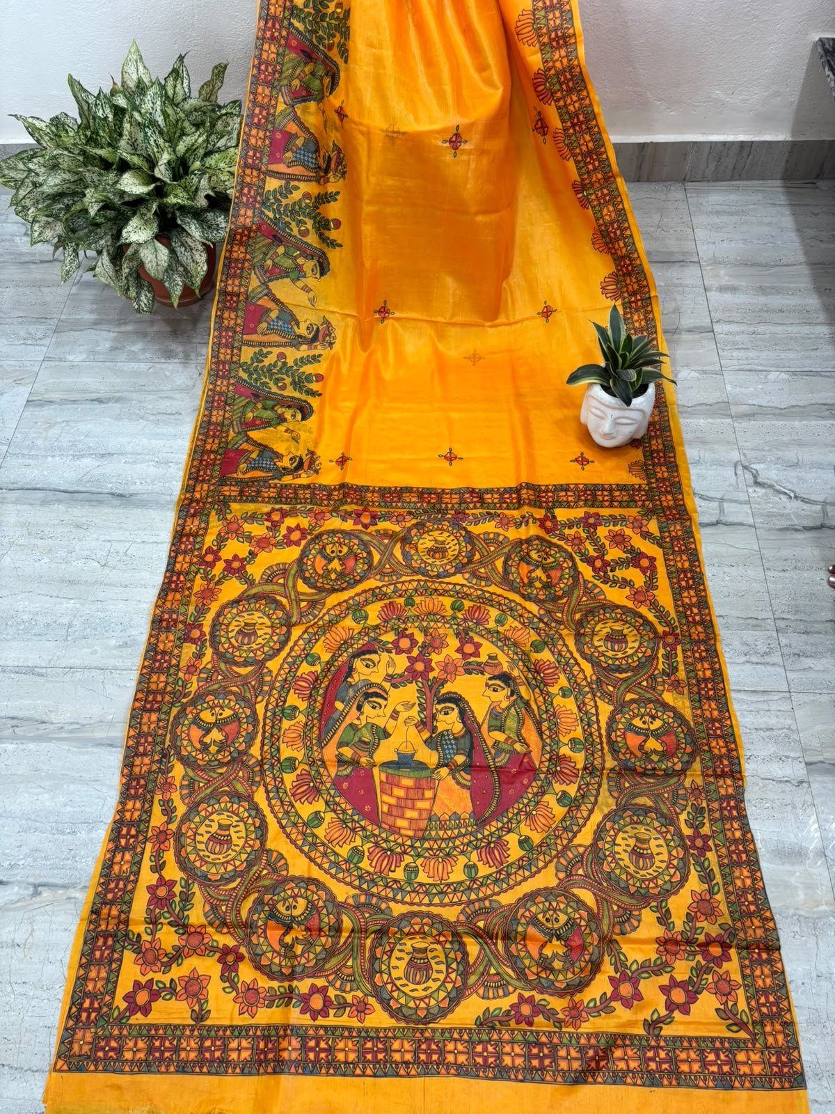 Handpainted Paper Silk Saree for Women | Handmade Artisan Painted Saree | Elegant Festive & Party Wear