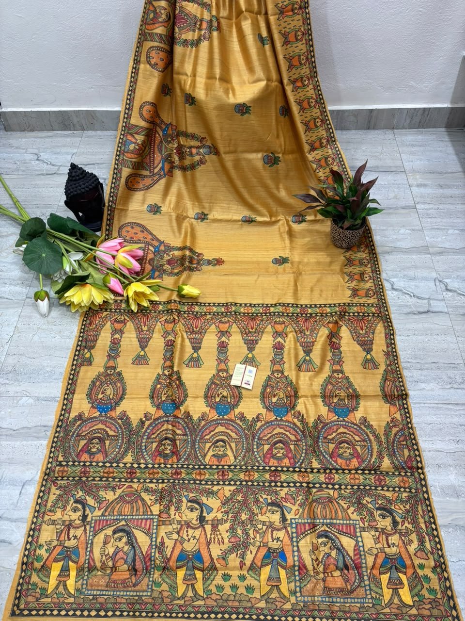 Handpainted Tussar Silk Saree for Women | Pure Artisan Hand-Painted Saree | Luxury Ethnic Wear