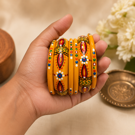 Yellow Lakh Bangle Chuda (Lahthi/Lac ki Churiya) CH001