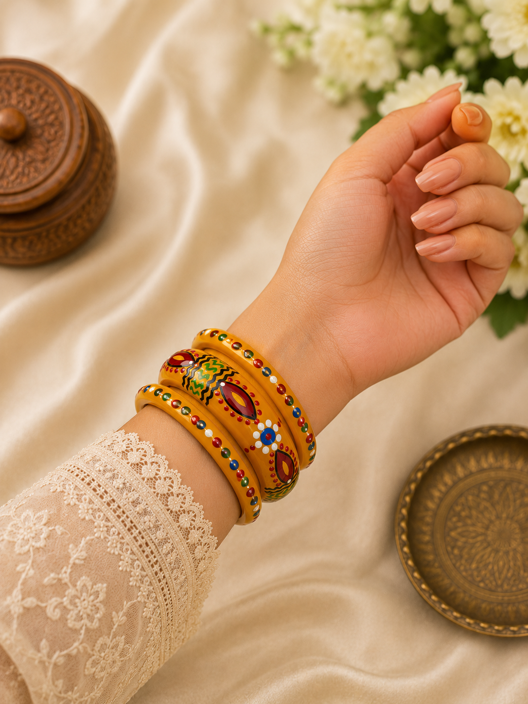 Yellow Lakh Bangle Chuda (Lahthi/Lac ki Churiya) CH001