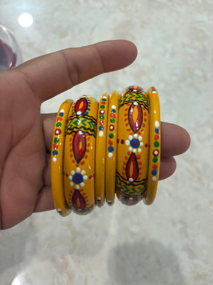 Yellow Lakh Bangle Chuda (Lahthi/Lac ki Churiya) CH001