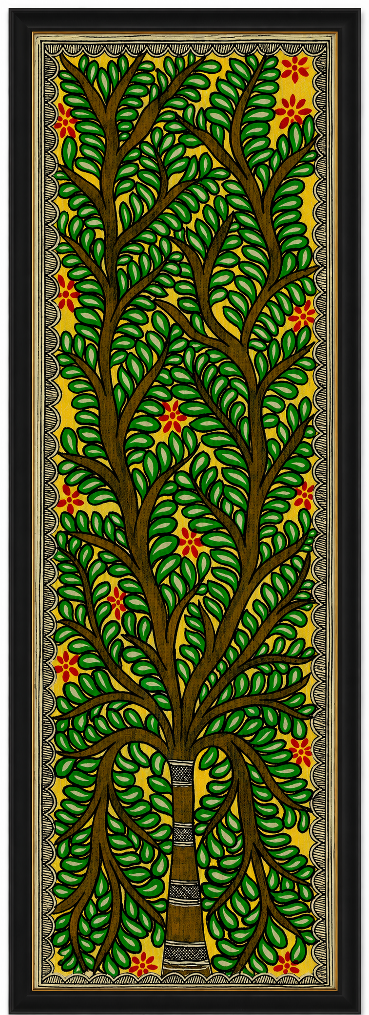 Handmade Tree of Life Madhubani Painting – Mithila Folk Art | 22 × 7.5 Inch