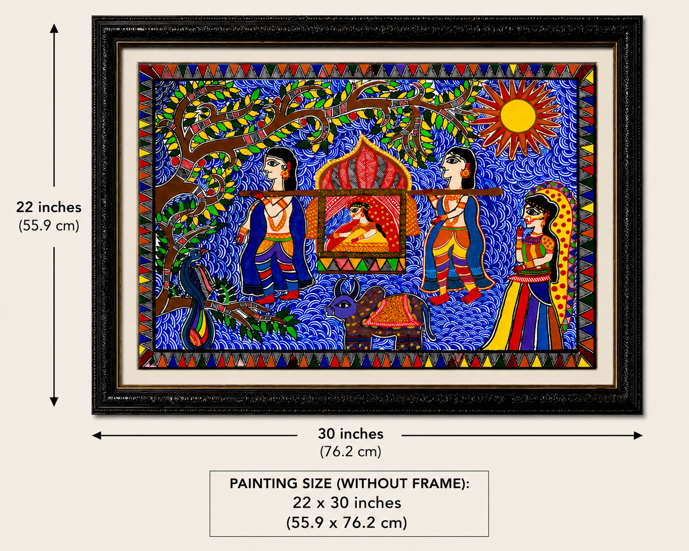 Handmade Madhubani Royal Doli Painting | Traditional Mithila Folk Art | Wall Decor