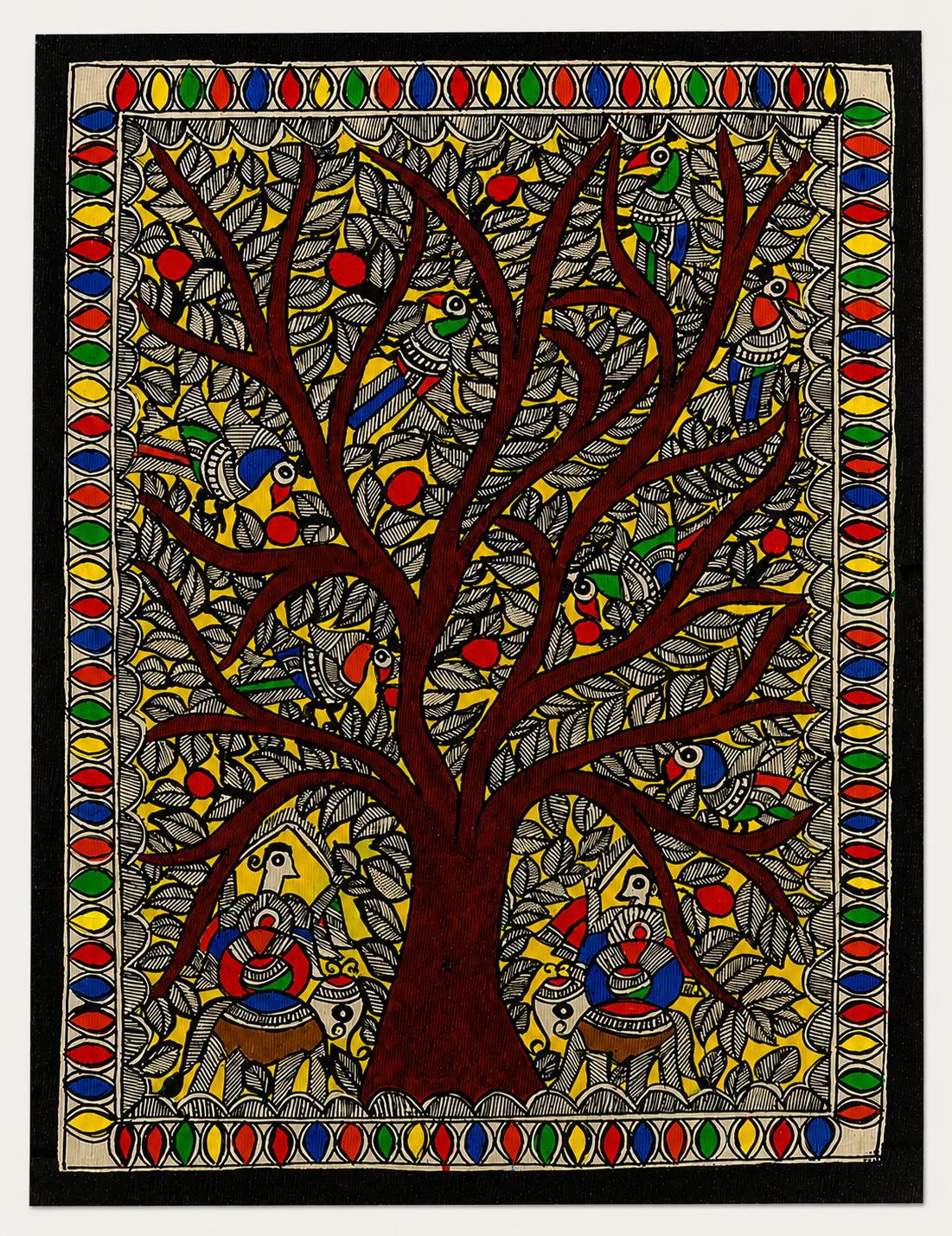 Handmade Madhubani Tree of Life Painting | Traditional Mithila Folk Art | 15 × 11 Inch