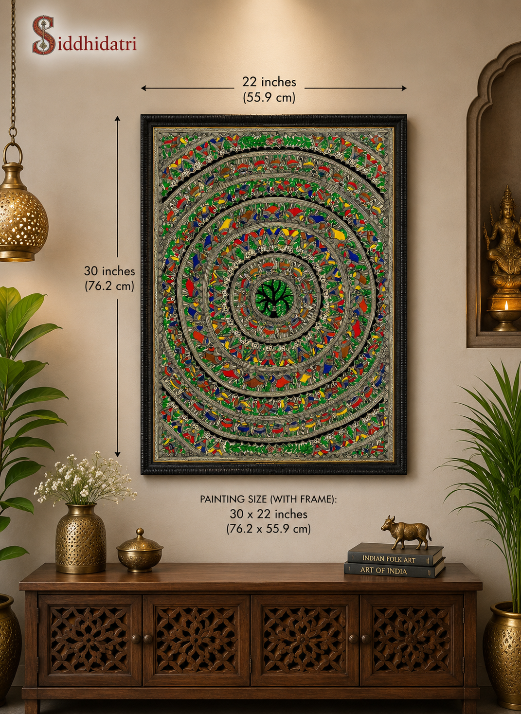 Authentic Handmade Godna Tree of Life Madhubani Painting | Traditional Mithila Folk Art | Original Indian Wall Art