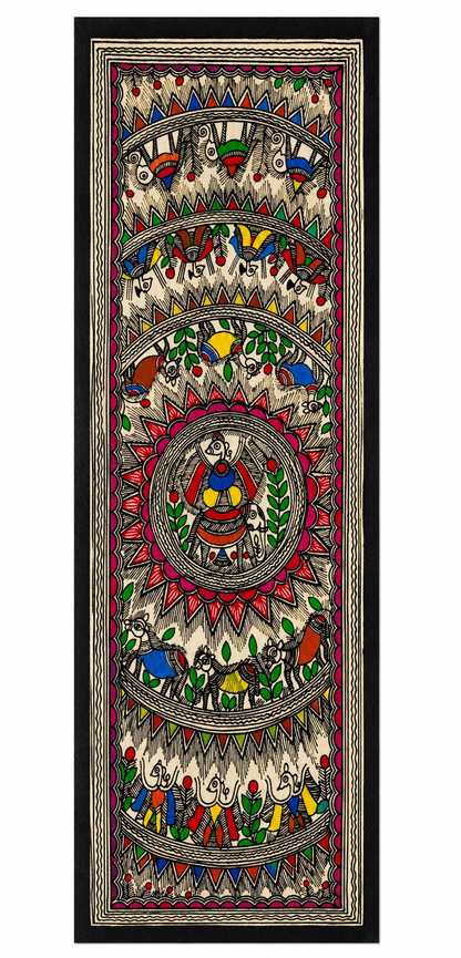 Authentic Godna Style Madhubani Animal &amp; Bird Painting