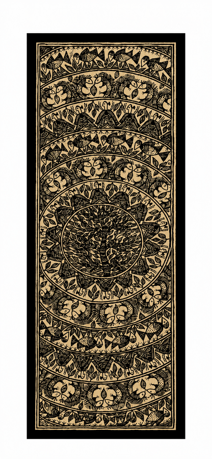 Handmade Godna Tree of Life Painting – Traditional Madhubani Folk Art from Bihar