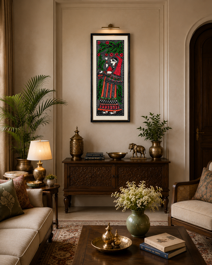 Authentic Godna Folk Art Depicting Rural Woman