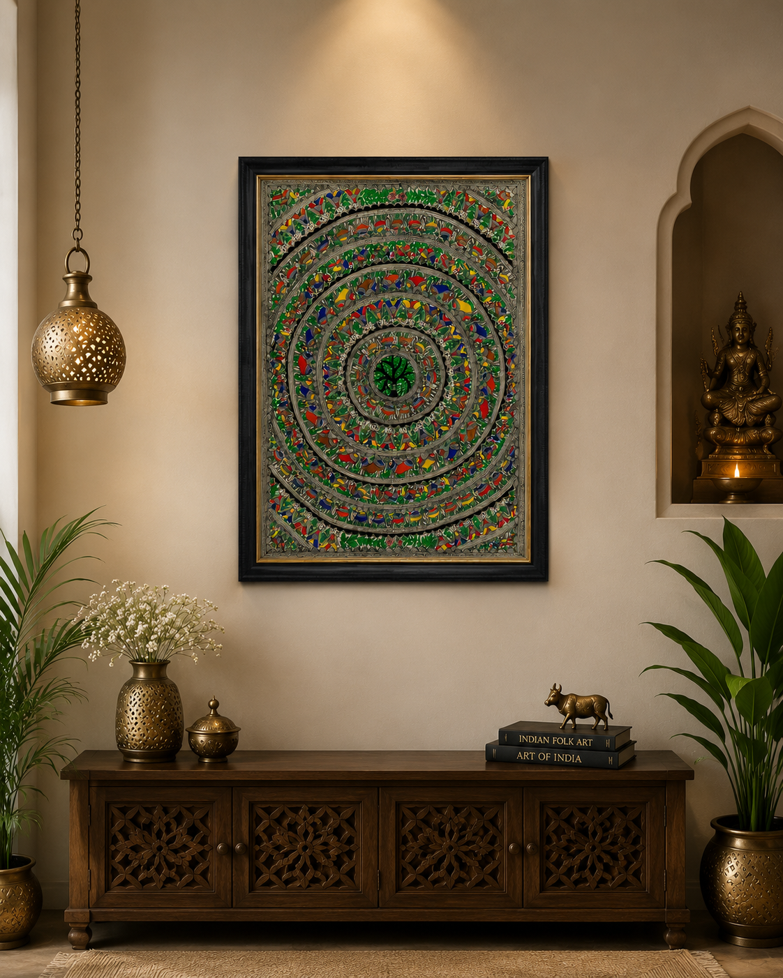 Authentic Handmade Godna Tree of Life Madhubani Painting | Traditional Mithila Folk Art | Original Indian Wall Art