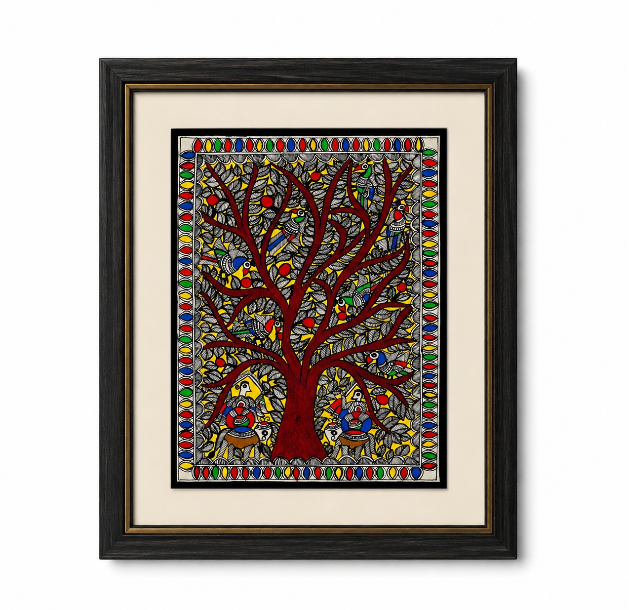Handmade Madhubani Tree of Life Painting | Traditional Mithila Folk Art | 15 × 11 Inch