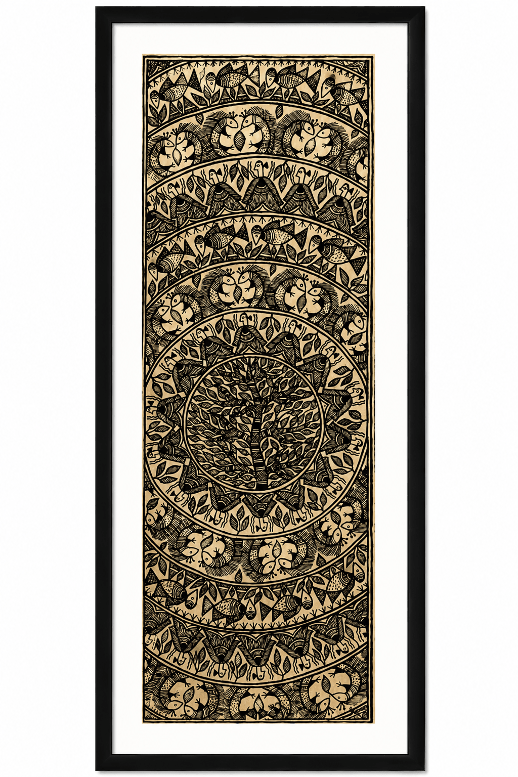 Handmade Godna Tree of Life Painting – Traditional Madhubani Folk Art from Bihar