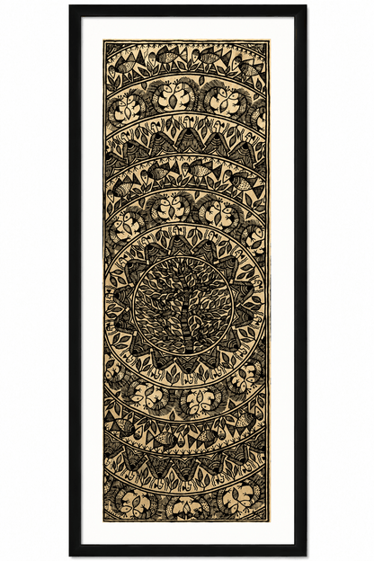Handmade Godna Tree of Life Painting – Traditional Madhubani Folk Art from Bihar