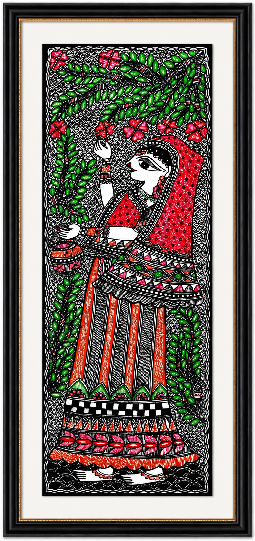 Authentic Godna Folk Art Depicting Rural Woman