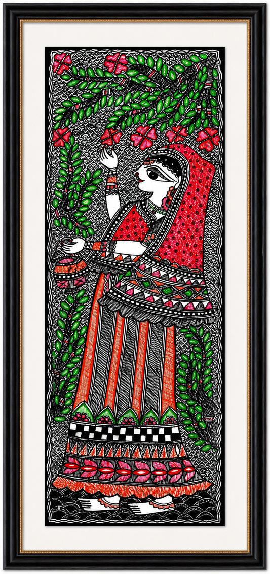Authentic Godna Folk Art Depicting Rural Woman