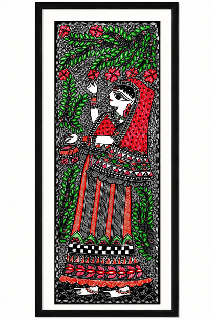 Authentic Godna Folk Art Depicting Rural Woman