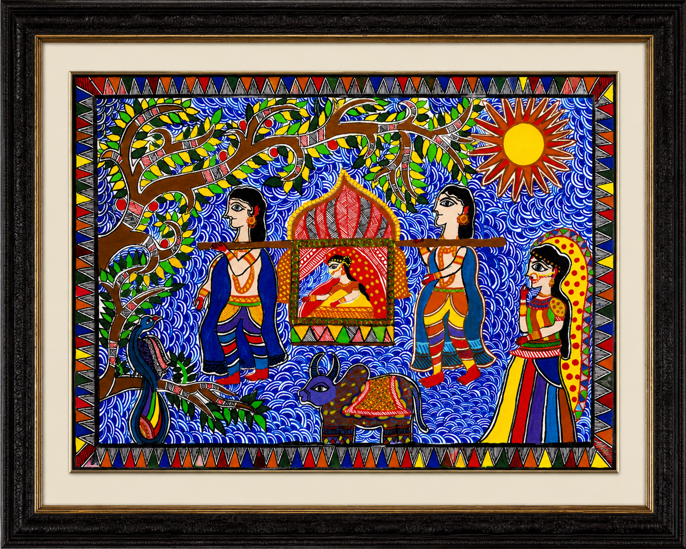Handmade Madhubani Royal Doli Painting | Traditional Mithila Folk Art | Wall Decor