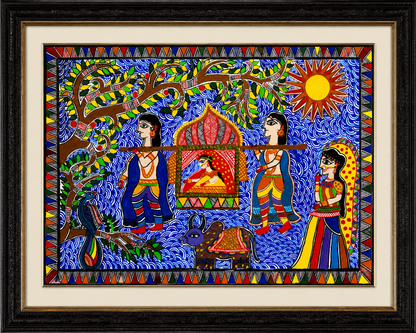 Handmade Madhubani Royal Doli Painting | Traditional Mithila Folk Art | Wall Decor