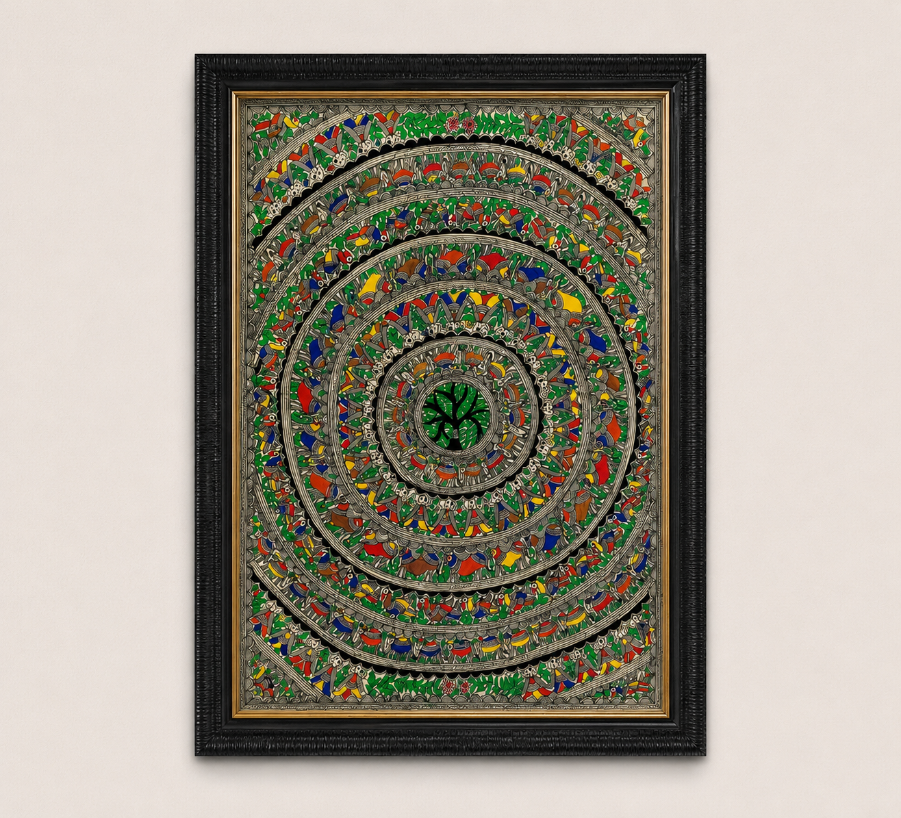 Authentic Handmade Godna Tree of Life Madhubani Painting | Traditional Mithila Folk Art | Original Indian Wall Art