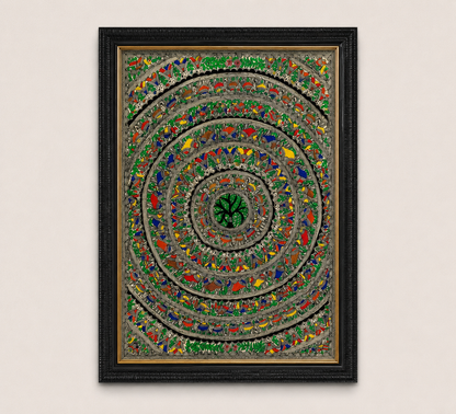 Authentic Handmade Godna Tree of Life Madhubani Painting | Traditional Mithila Folk Art | Original Indian Wall Art