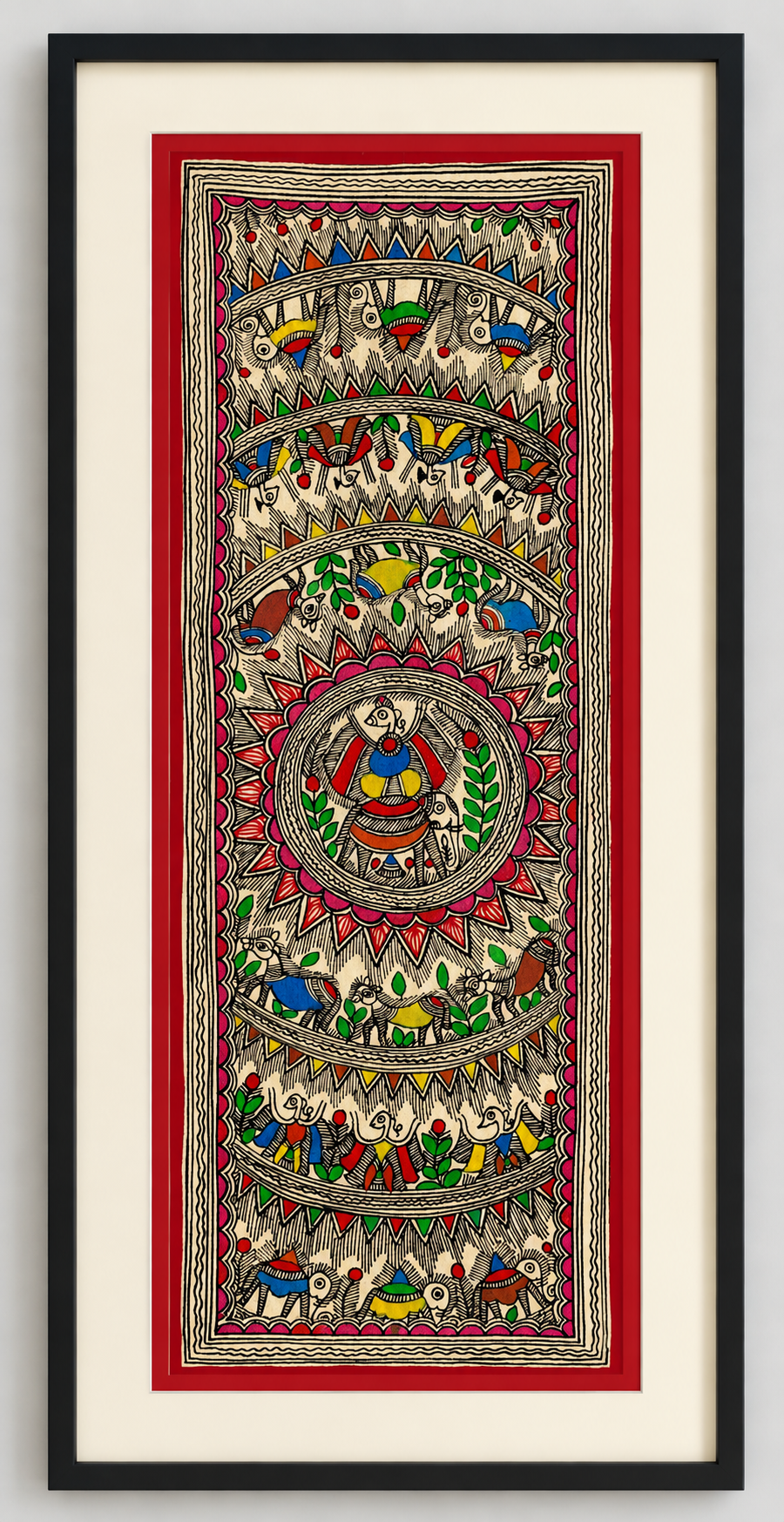 Authentic Godna Style Madhubani Animal &amp; Bird Painting