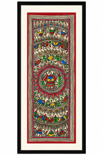 Authentic Godna Style Madhubani Animal &amp; Bird Painting